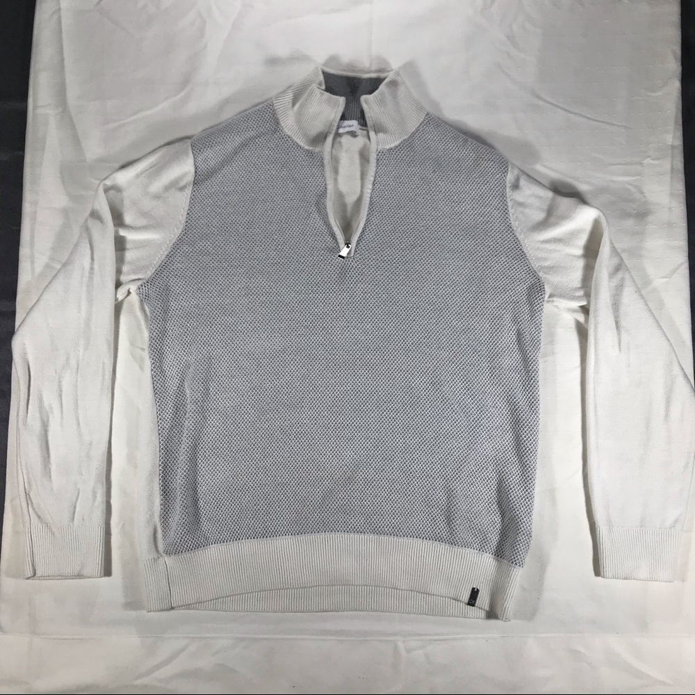 Calvin Klein Men's Gray/white sweater Small 100% Cotton